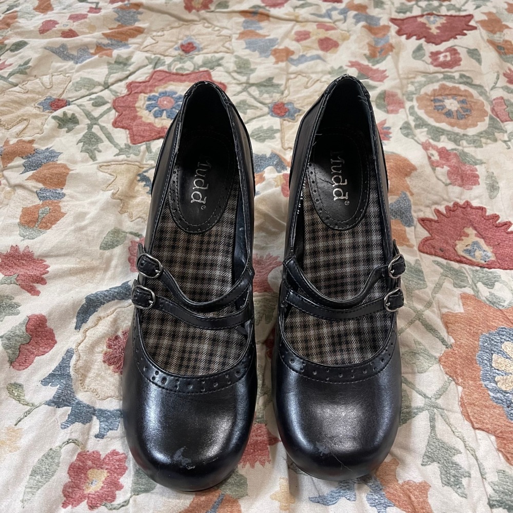 Vtg Mudd Women 8.5 Mary Jane Shoes Y2K Chunky Black Emo 90s Goth Buckle Pump - Picture 9 of 9